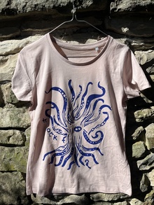 OTK - triko Stromotnice dámské starorůžové s modrým potiskem